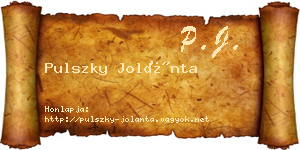 Pulszky Jolánta névjegykártya